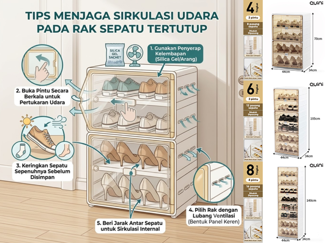 Tips Menjaga Sirkulasi Udara pada Rak Sepatu Tertutup