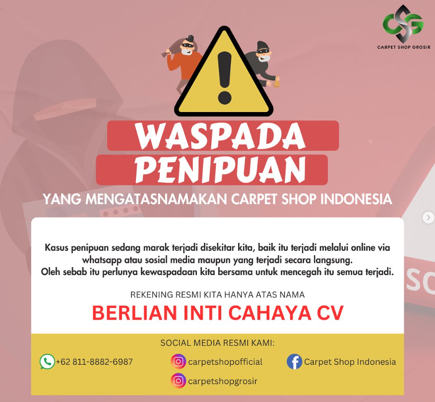 Waspada Penipuan Mengatasnamakan Carpet Shop Indonesia