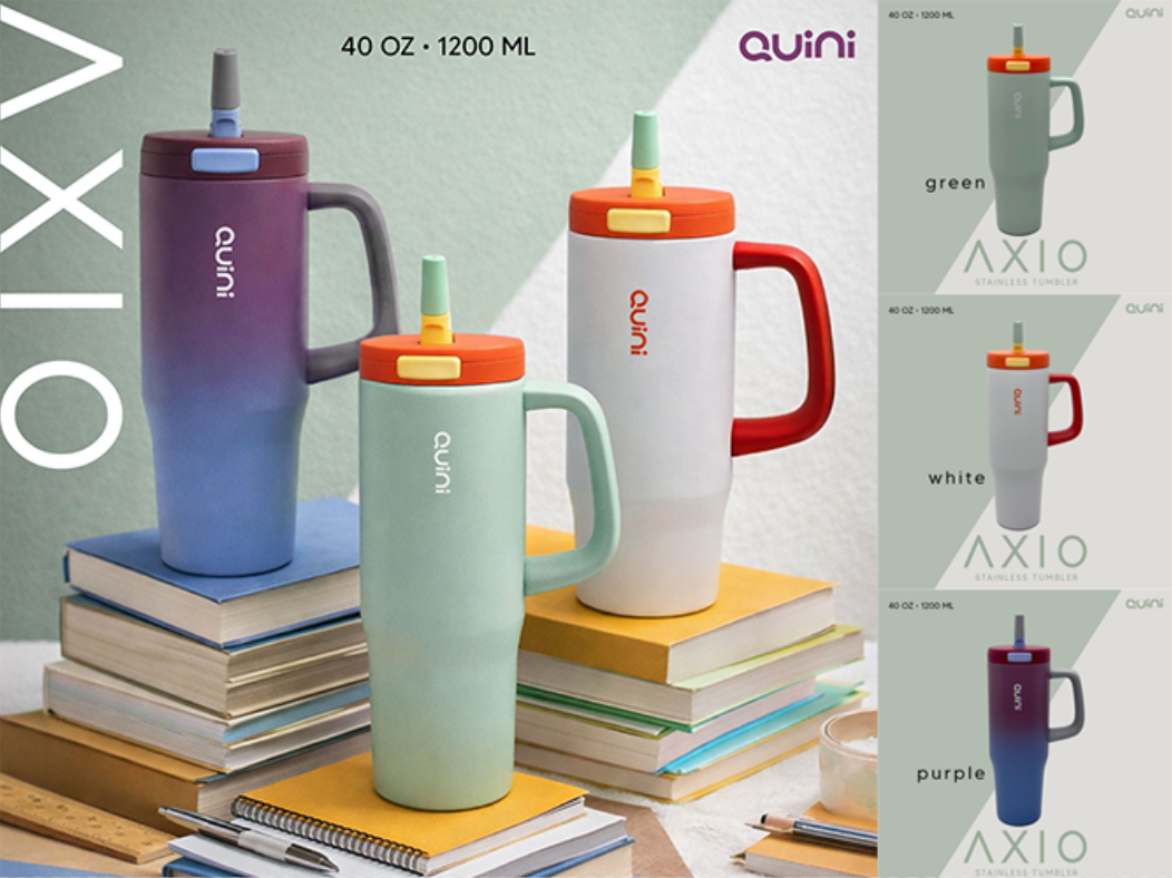 Quini Axio 1200 ml, Tumbler Stainless Steel Kapasitas Besar untuk Aktivitas Sepanjang Hari