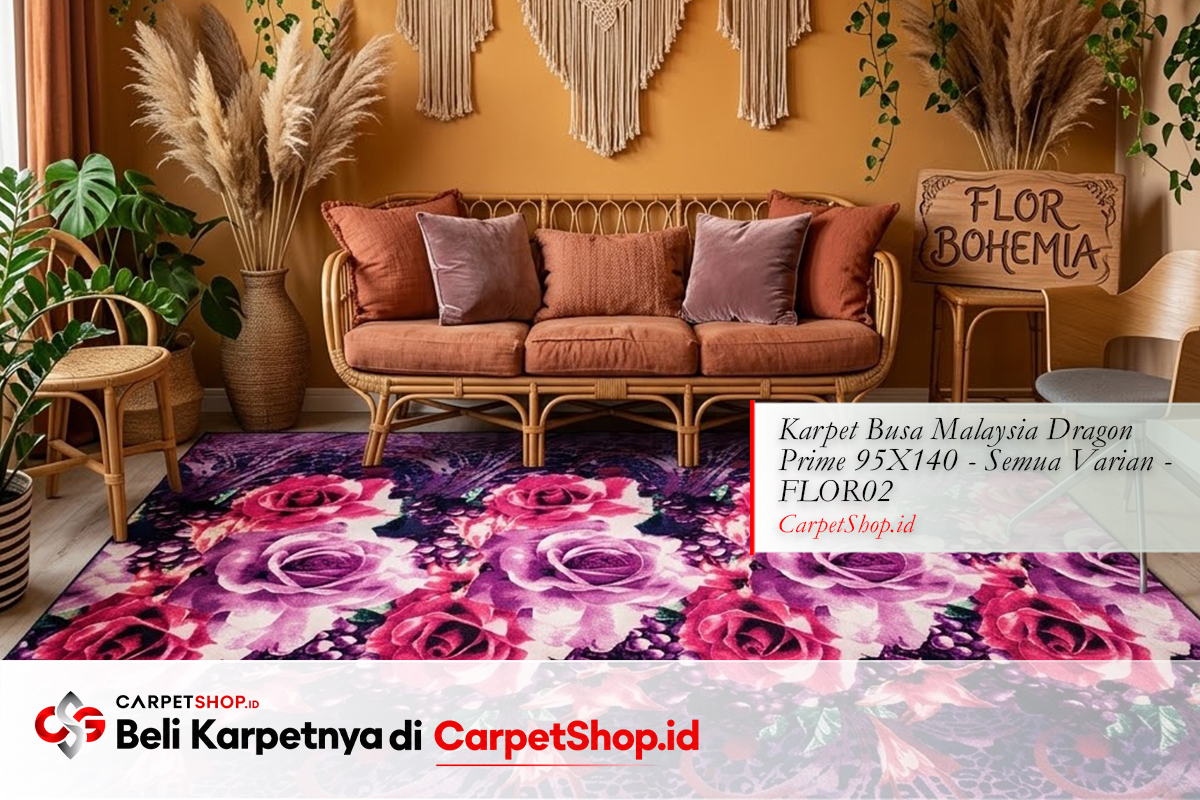 Karpet warna ungu floral untuk ruang tamu Bohemian dengan Karpet Dragon Prime 95X140 FLOR02