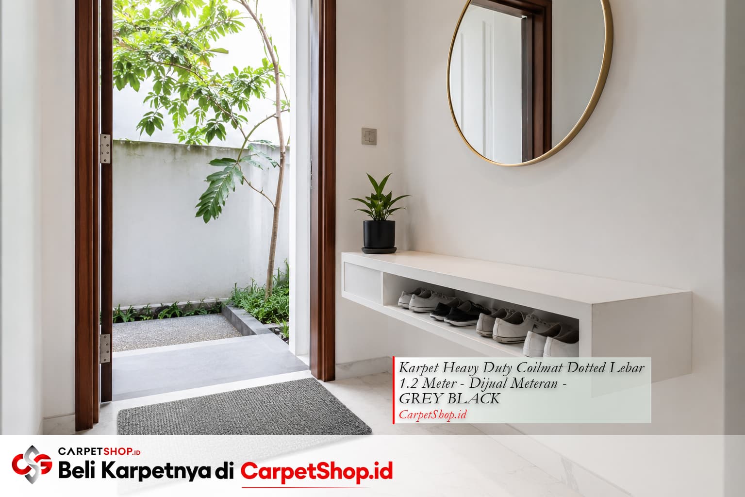 Foyer rumah minimalis modern dengan Karpet Heavy Duty Coilmat Grey Black