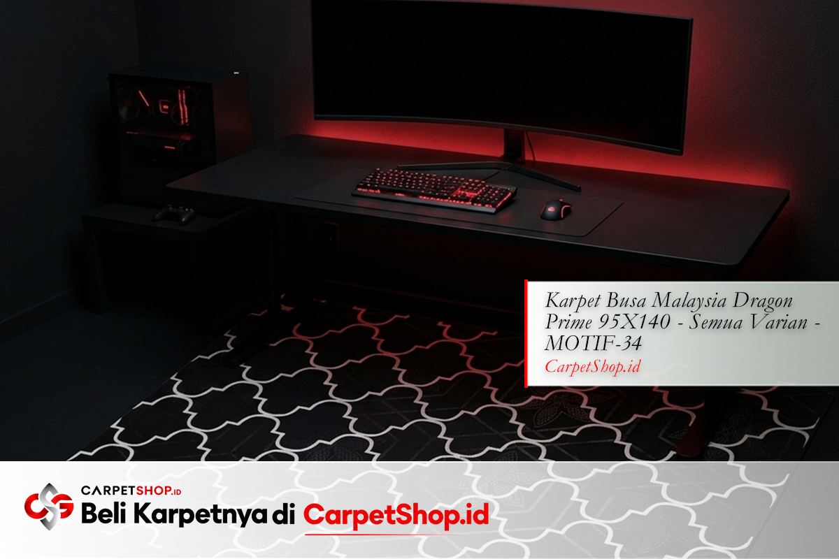 Ruang gaming dark aesthetic karpet hitam trellis dengan Karpet Dragon Prime 95X140 MOTIF-34