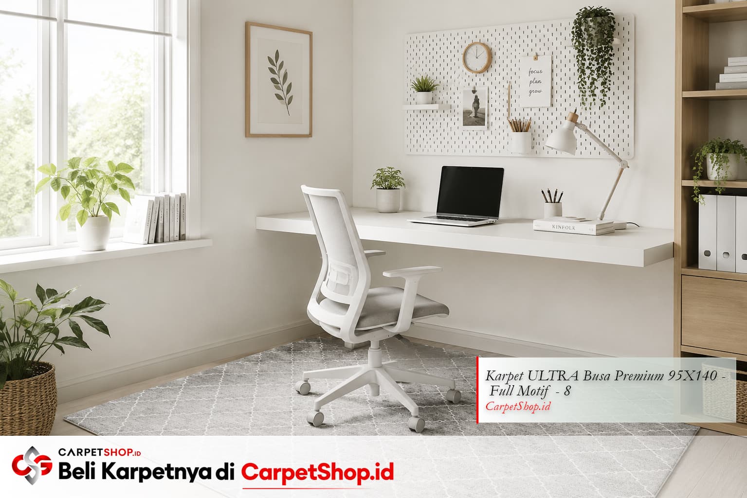 Home office aesthetic Skandinavia dengan Karpet ULTRA Busa Premium 95X140 Full Motif 8