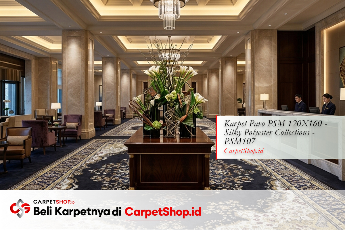 Lobby hotel karpet statement mewah dengan Karpet Pavo PSM 120X160 Silky Polyester PSM107