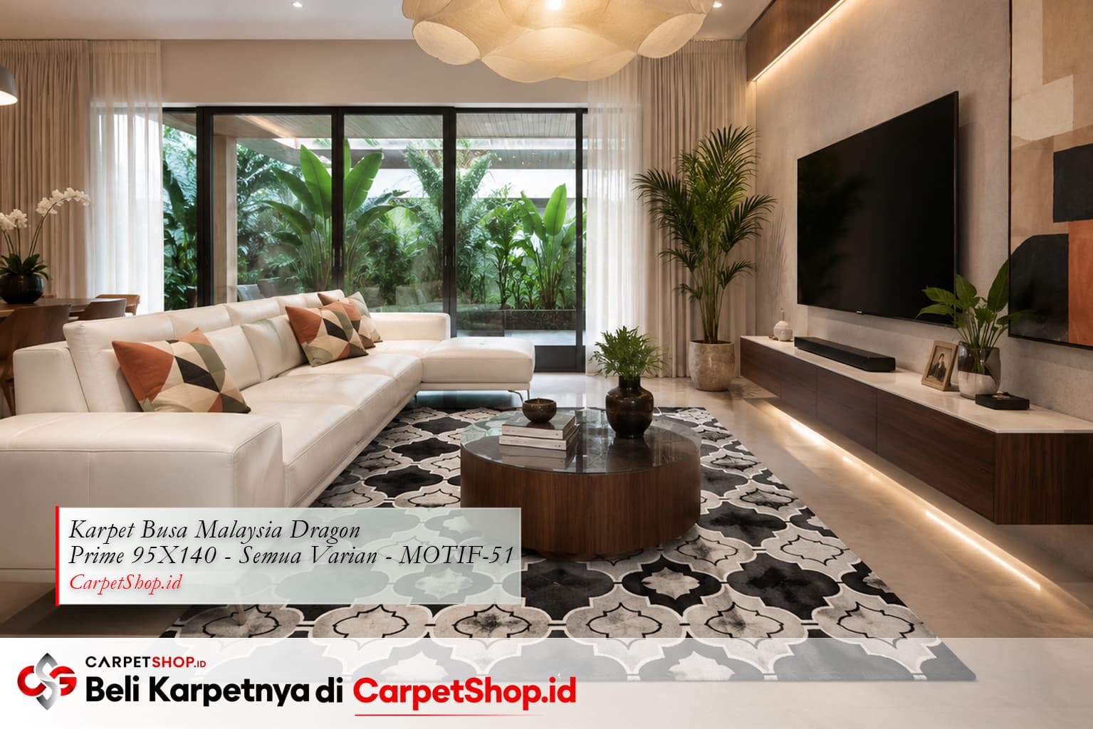 Ruang tamu desain interior contemporary modern dengan Karpet Dragon Prime 95X140 MOTIF-51