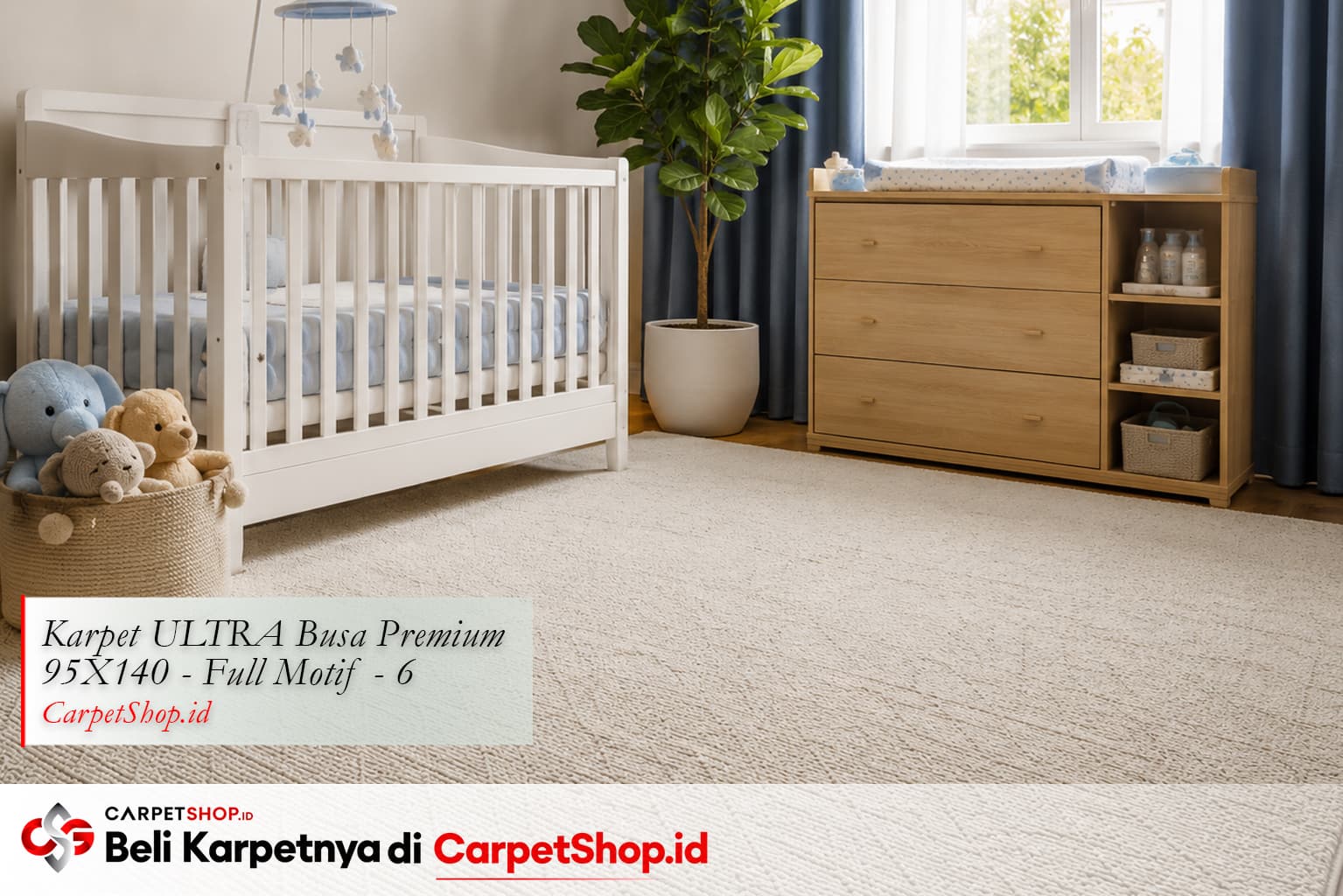 Kamar bayi laki-laki aesthetic biru dengan Karpet ULTRA Busa Premium 95X140 Full Motif 6