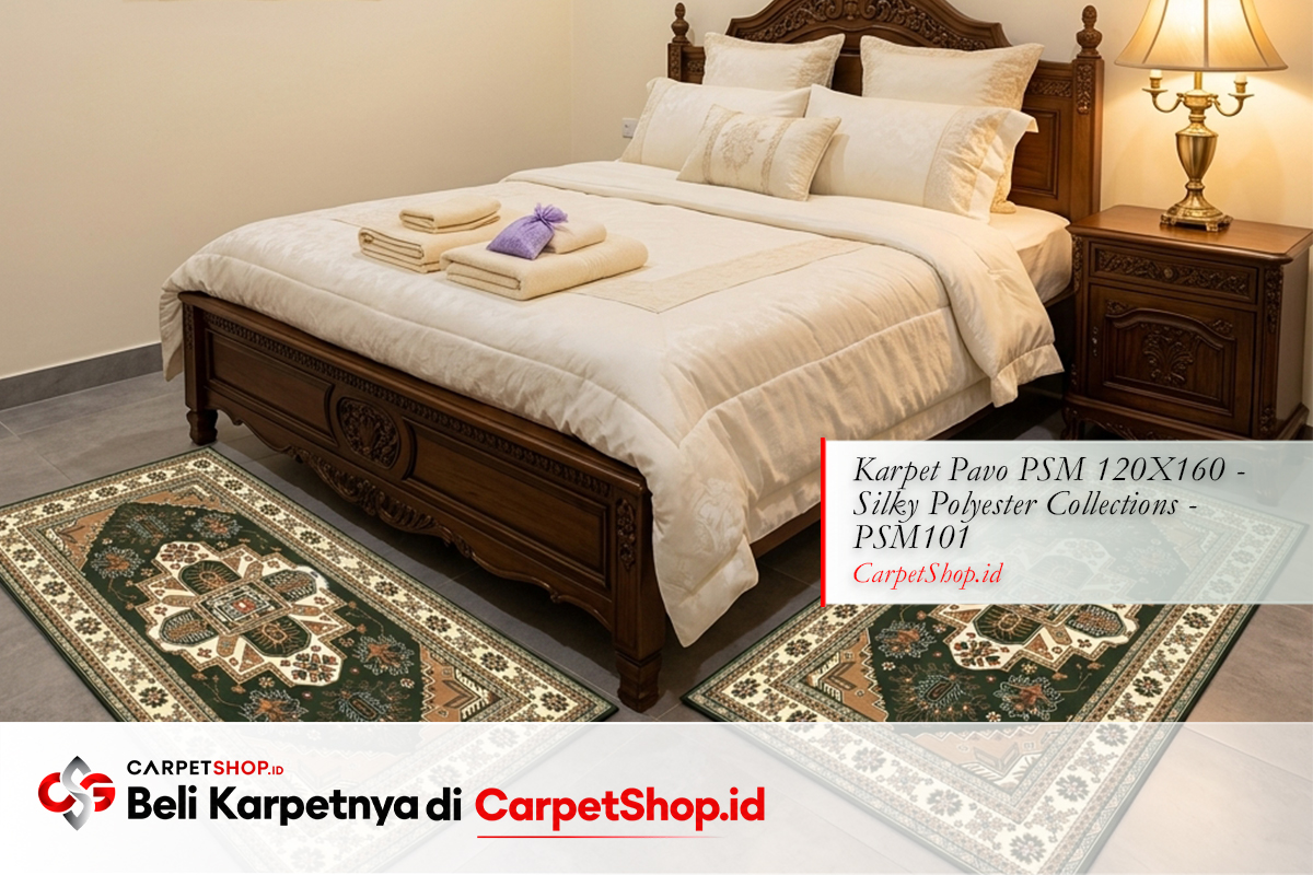 Kamar tidur mertua klasik Persian elegan dengan Karpet Pavo PSM 120X160 Silky Polyester PSM101