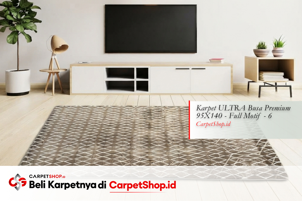 Furnitur rattan dengan karpet krem Japandi dengan Karpet ULTRA Busa Premium 95X140 Full Motif 6