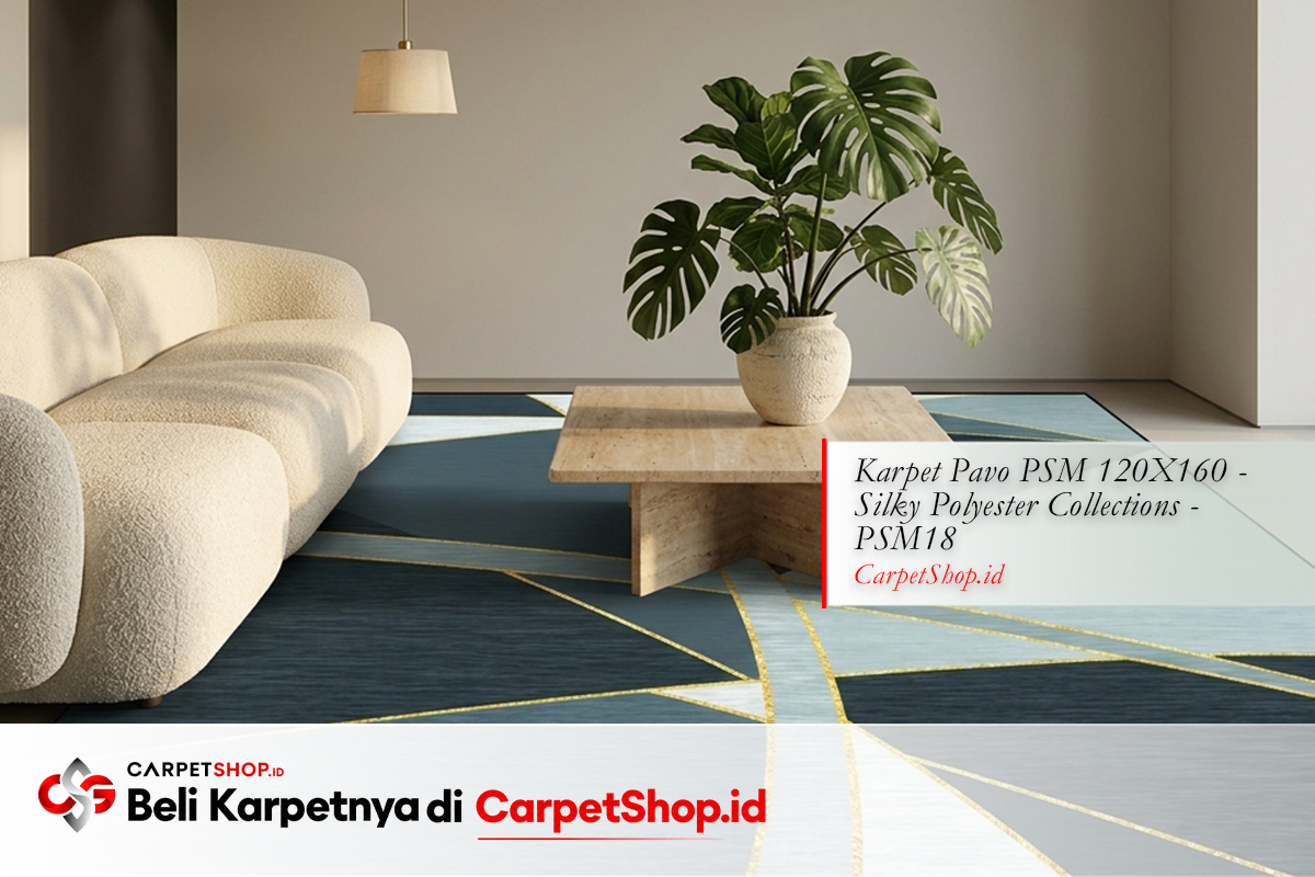 Ruang tamu luxury minimalist quiet luxury dengan Karpet Pavo PSM 120X160 Silky Polyester PSM18