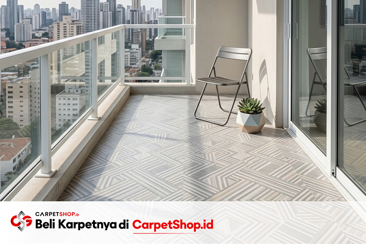 Balkon apartment modern dengan lantai PVC Vinyl waterproof dengan Karpet PVC Vinyl 2x20m