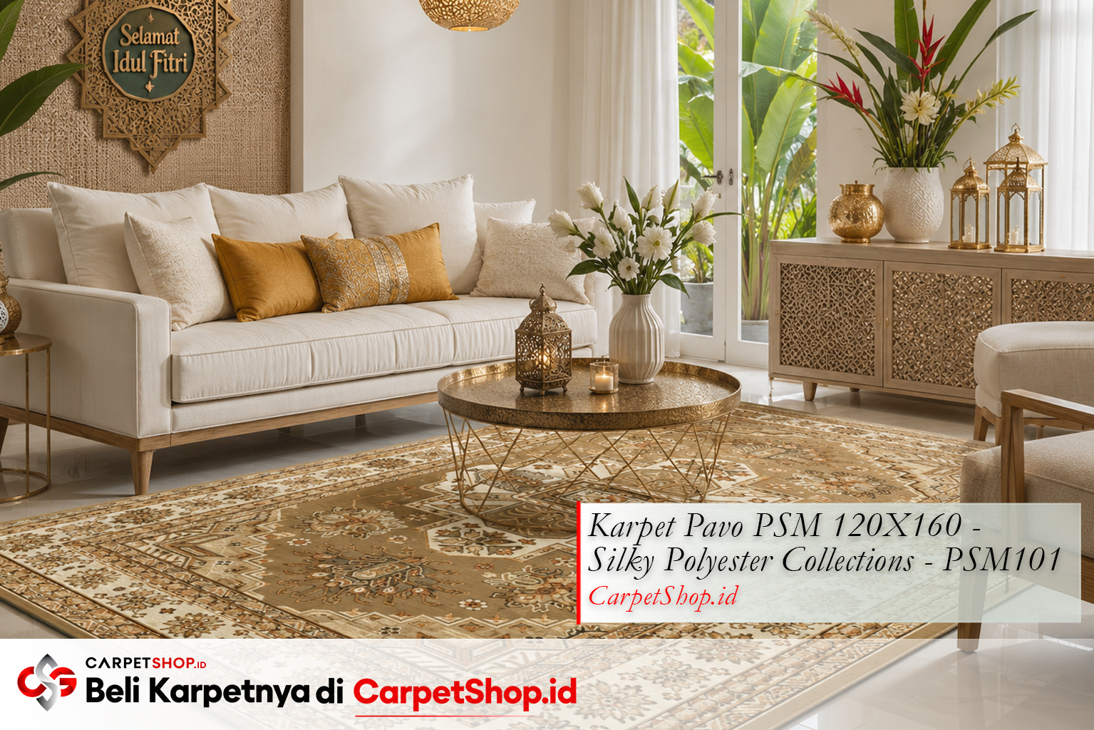 Dekorasi Lebaran 2026 modern elegan gold -- Karpet Pavo PSM 120X160 Silky Polyester PSM101