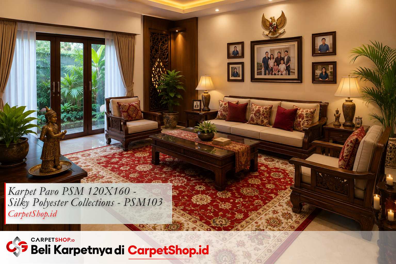 Feng shui karpet merah ruang tamu kemakmuran — Karpet Pavo PSM 120X160 Silky Polyester PSM103