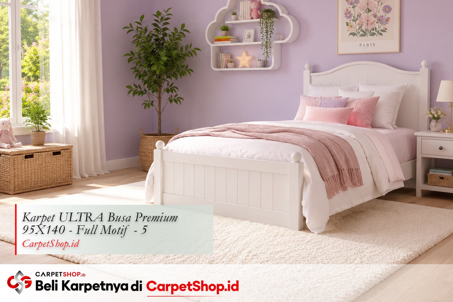 Kamar anak perempuan pastel dreamy dengan Karpet ULTRA Busa Premium 95X140 Full Motif 5