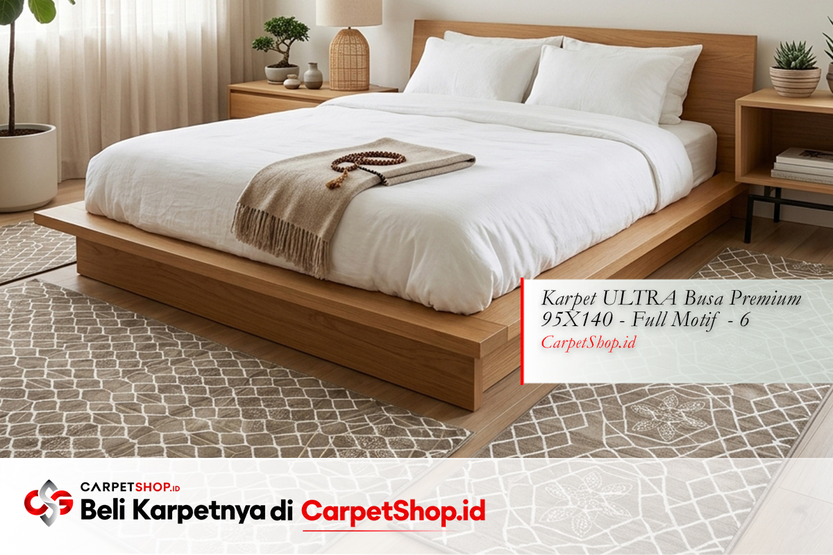 Kamar tidur mertua Japandi tenang natural dengan Karpet ULTRA Busa Premium 95X140 Full Motif 6