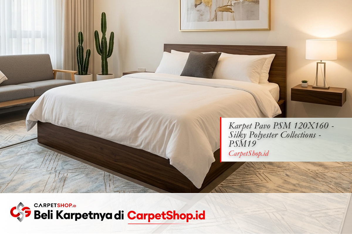 Kamar tidur luxury minimalist suite hotel dengan Karpet Pavo PSM 120X160 Silky Polyester PSM19