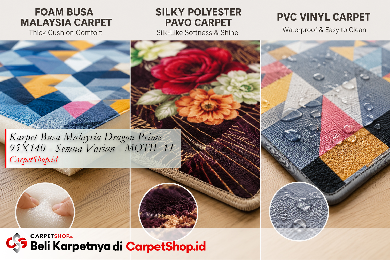 Perbandingan jenis karpet busa Malaysia dan geometric -- Karpet Dragon Prime 95X140 MOTIF-11