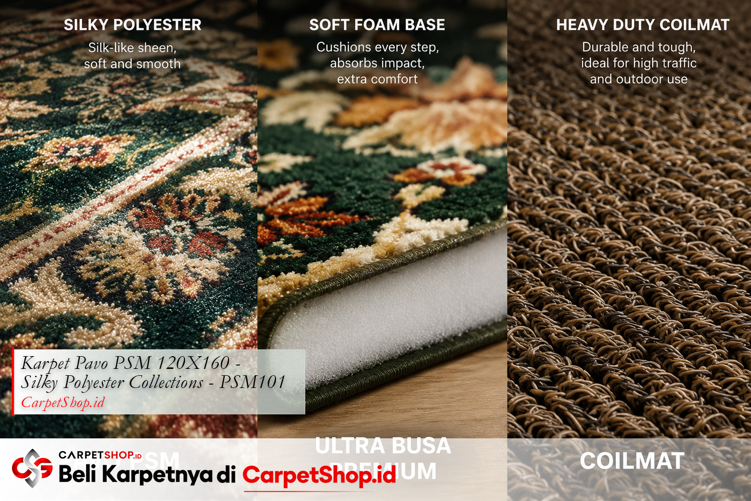 Panduan memilih material karpet, Karpet Pavo PSM 120X160 Silky Polyester PSM101