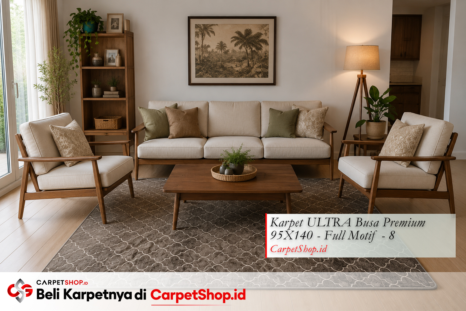 Posisi kaki depan sofa di atas karpet, Karpet ULTRA Busa Premium 95X140 Full Motif 8