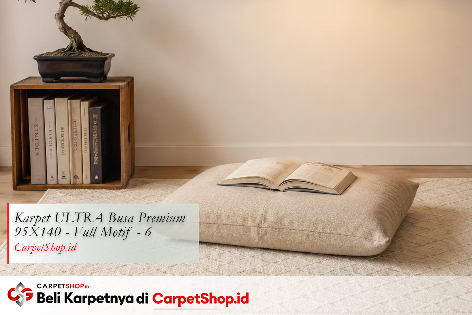 Ruang baca Japandi tenang dengan Karpet ULTRA Busa Premium 95X140 Full Motif 6