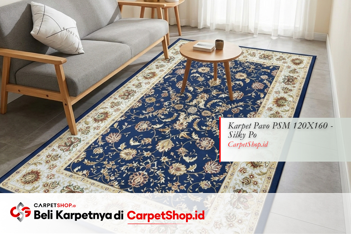 Runner Persian di zona sofa ruang sempit memanjang dengan Karpet Pavo PSM 120X160 Silky Polyester PSM103