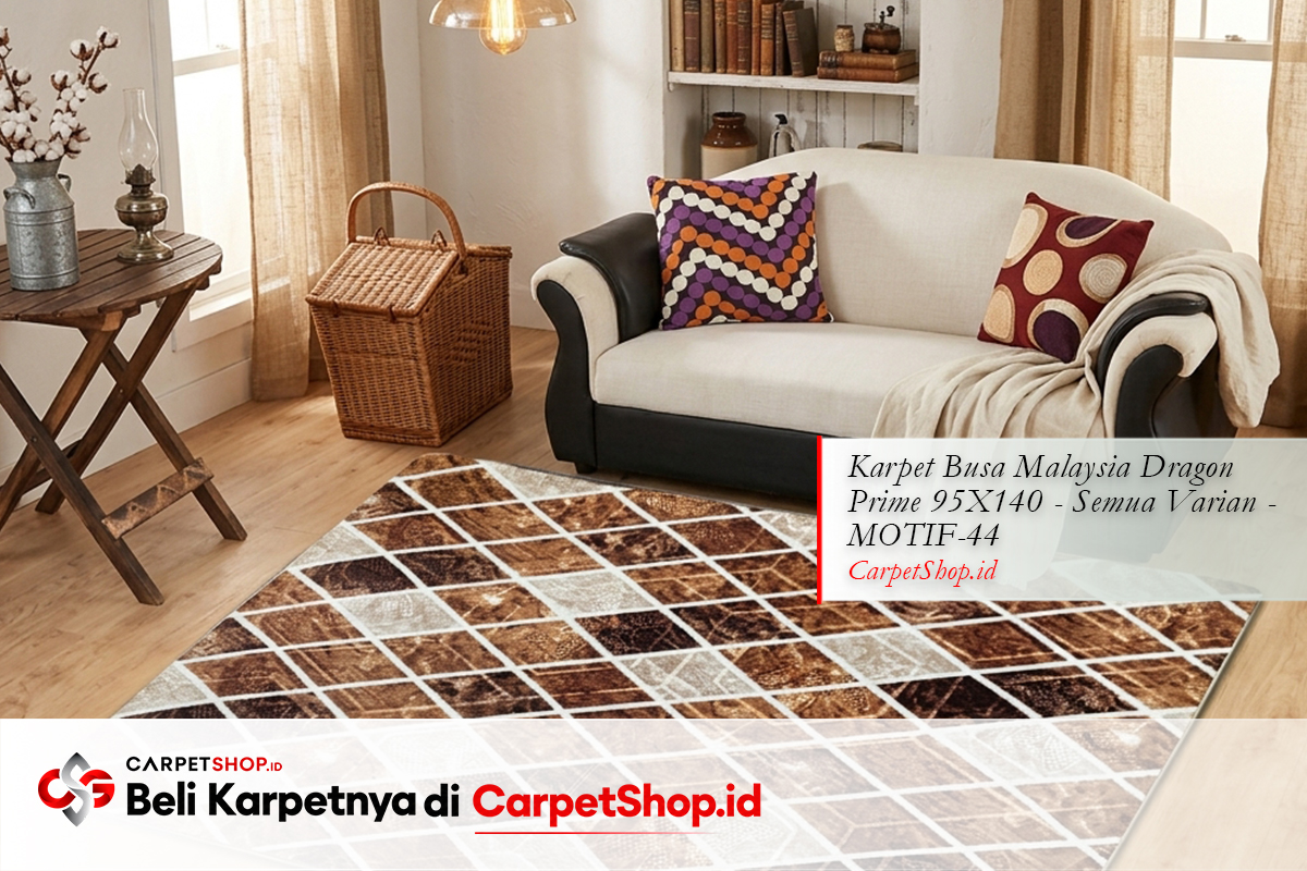 Karpet warna coklat Farmhouse untuk ruang keluarga dengan Karpet Dragon Prime 95X140 MOTIF-44
