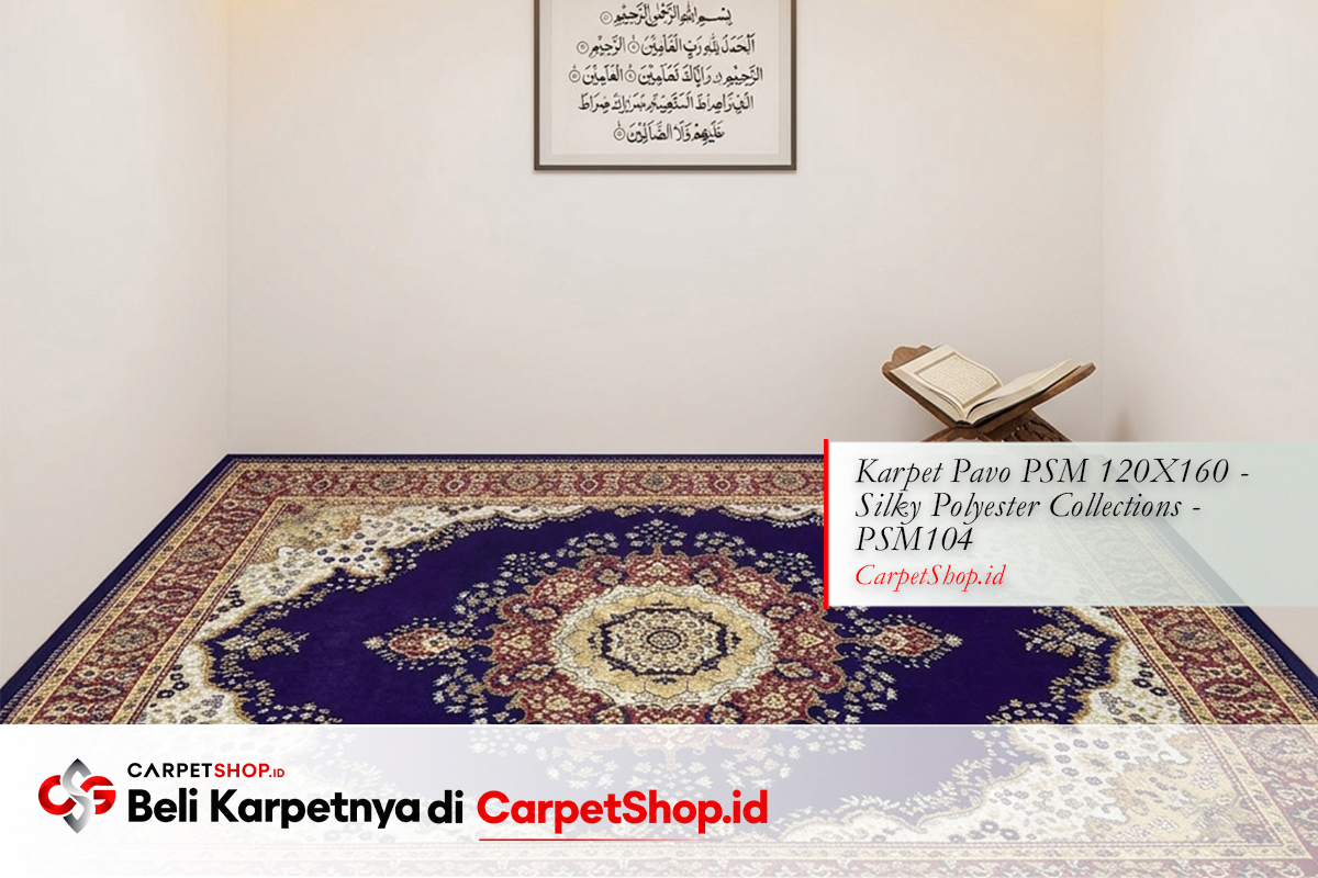Karpet ornamental ungu untuk mushola dengan Karpet Pavo PSM 120X160 Silky Polyester PSM104