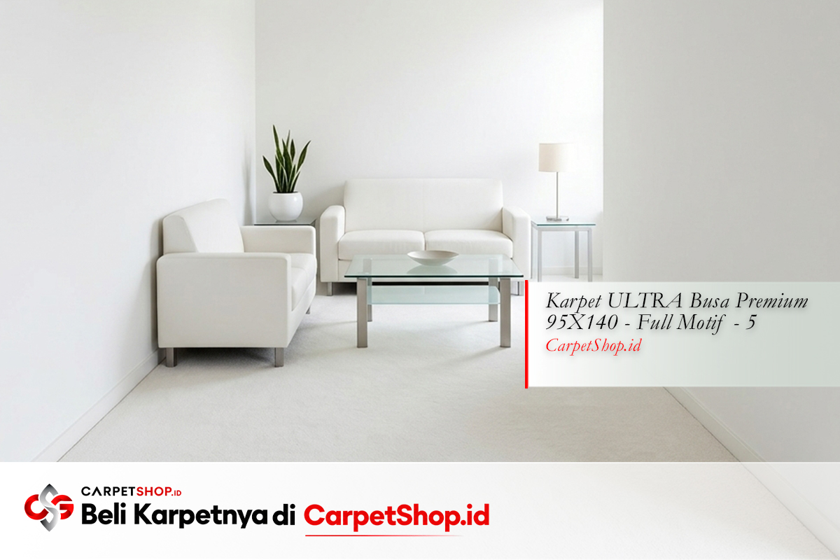 Karpet putih untuk optik luas ruang sempit memanjang dengan Karpet ULTRA Busa Premium 95X140 Full Motif 5