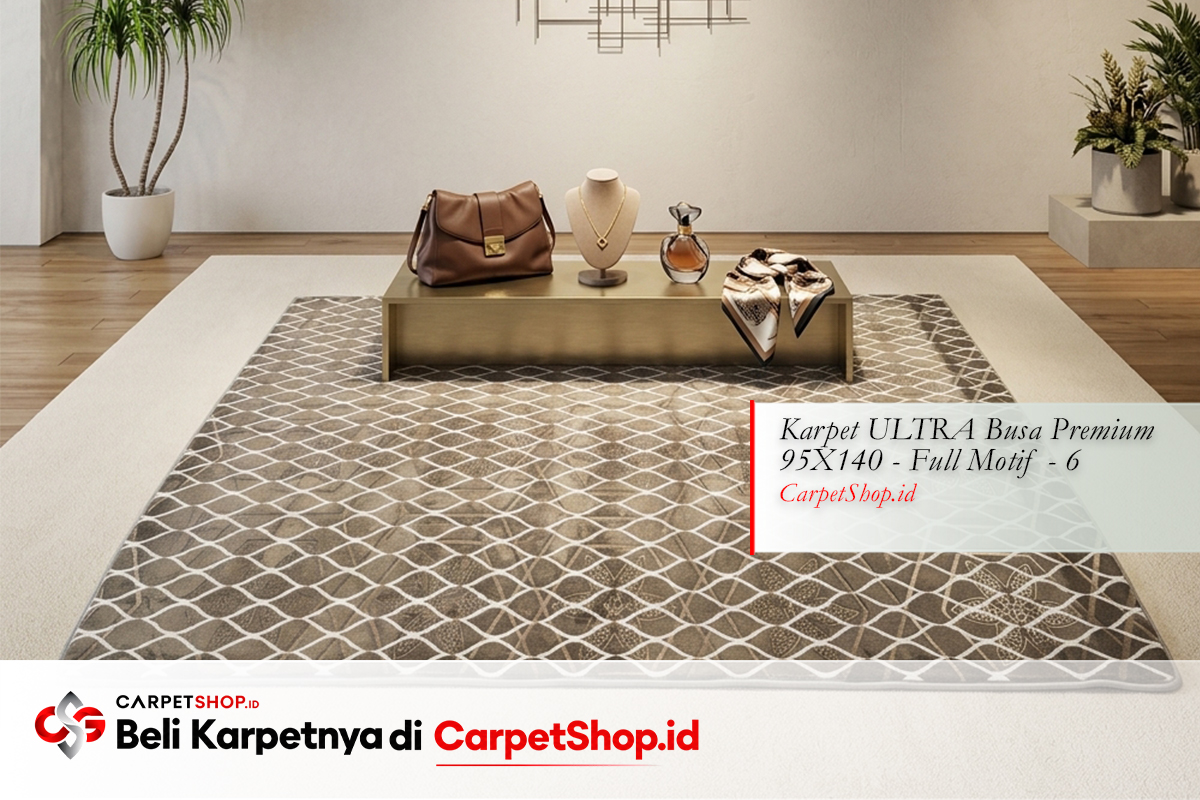 Area display toko karpet netral krem dengan Karpet ULTRA Busa Premium 95X140 Full Motif 6
