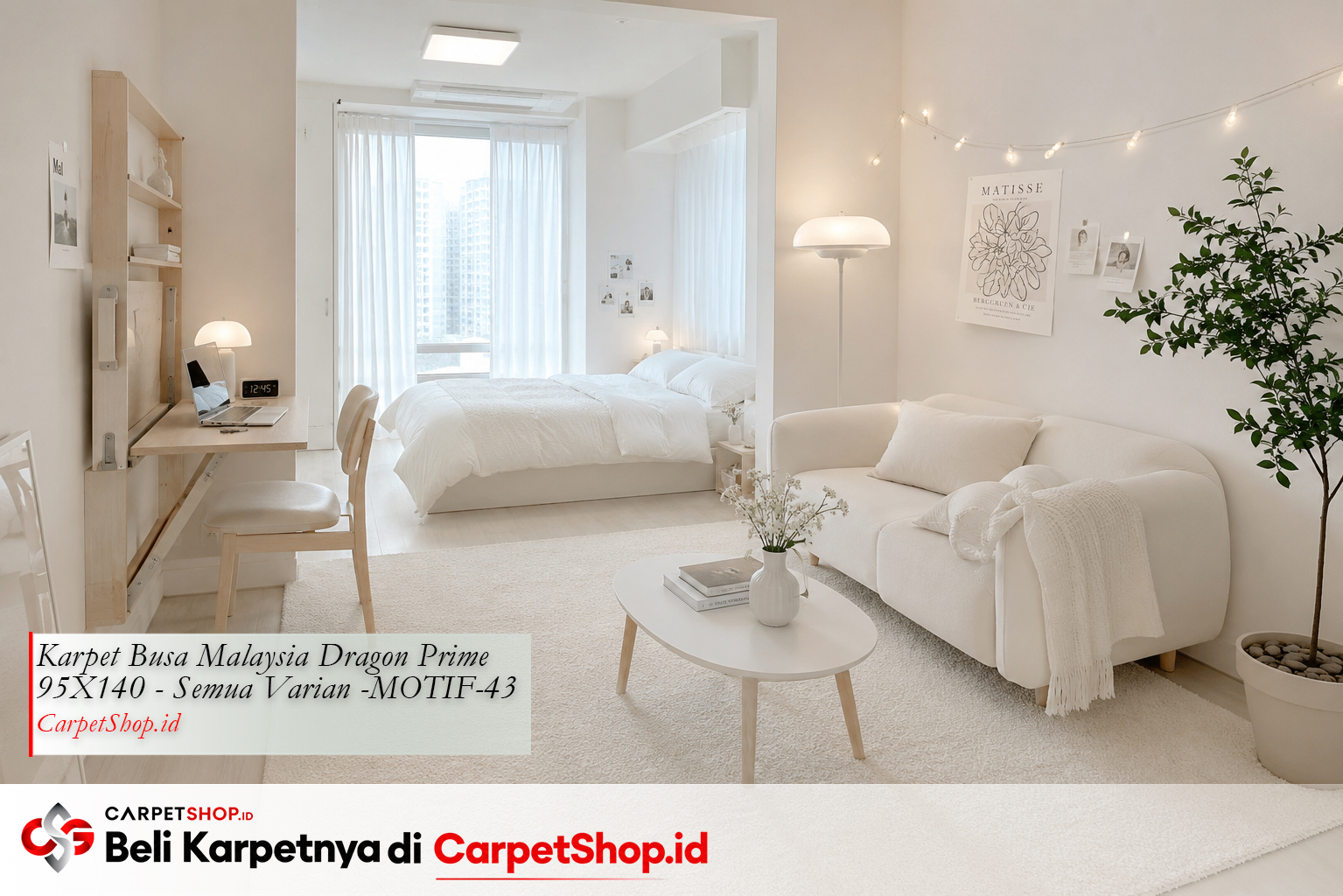 Apartemen studio Korean aesthetic dengan Karpet Dragon Prime 95X140 MOTIF-43