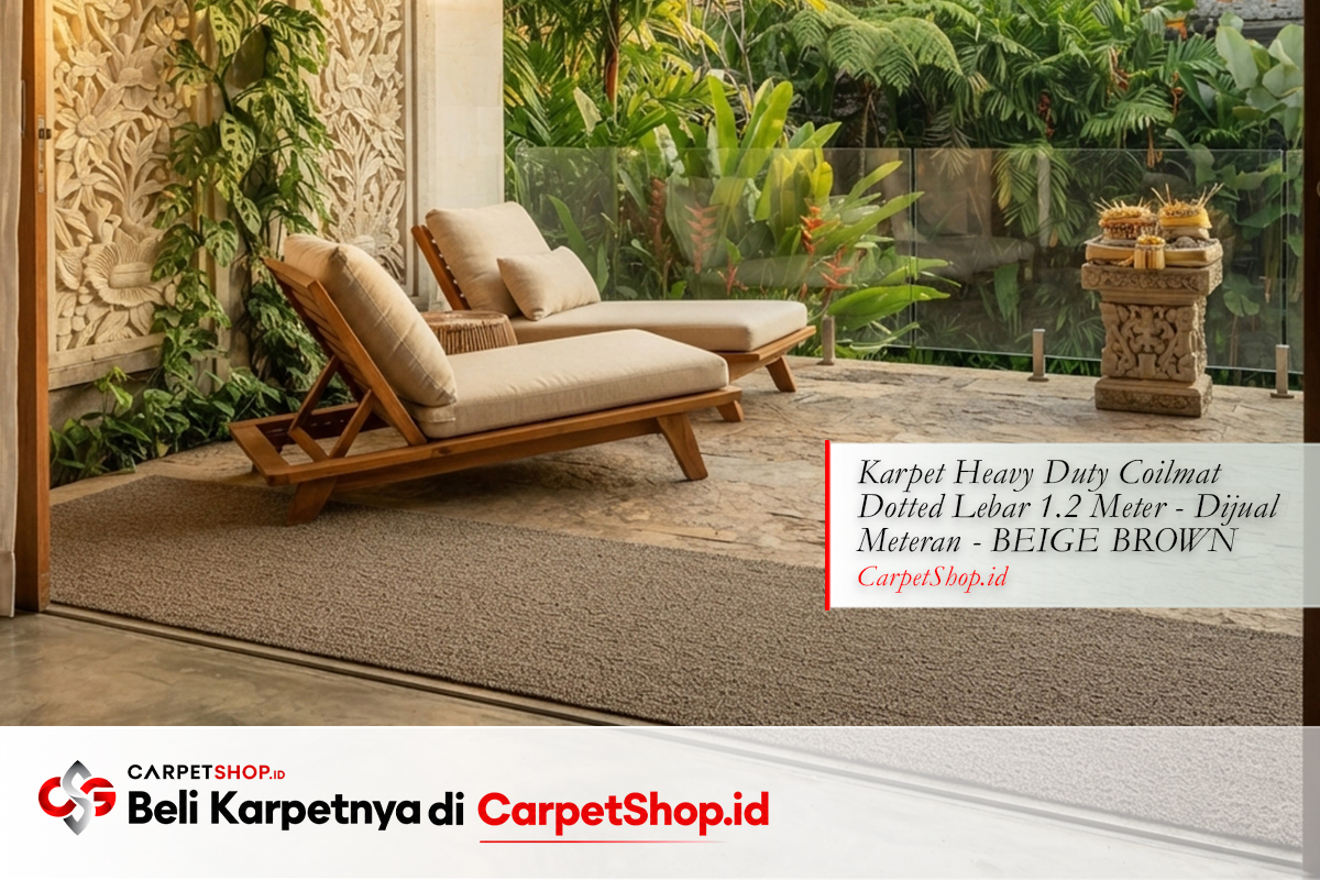 Teras desain interior Bali Modern outdoor dengan Karpet Heavy Duty Coilmat Dotted Beige Brown