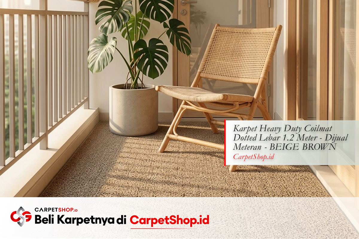 Balkon sempit natural dengan keset beige Karpet Heavy Duty Coilmat Dotted Beige Brown