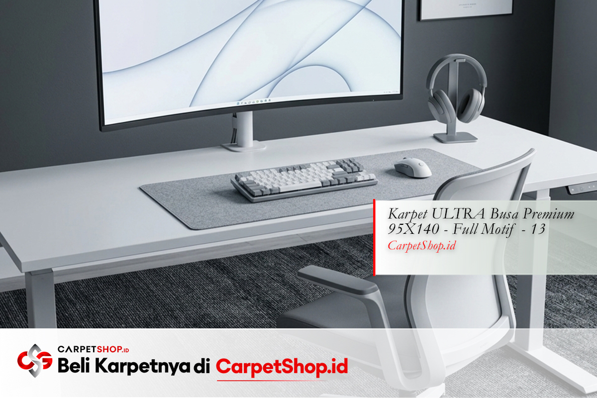 Ruang gaming minimal karpet abu gelap dengan Karpet ULTRA Busa Premium 95X140 Full Motif 13