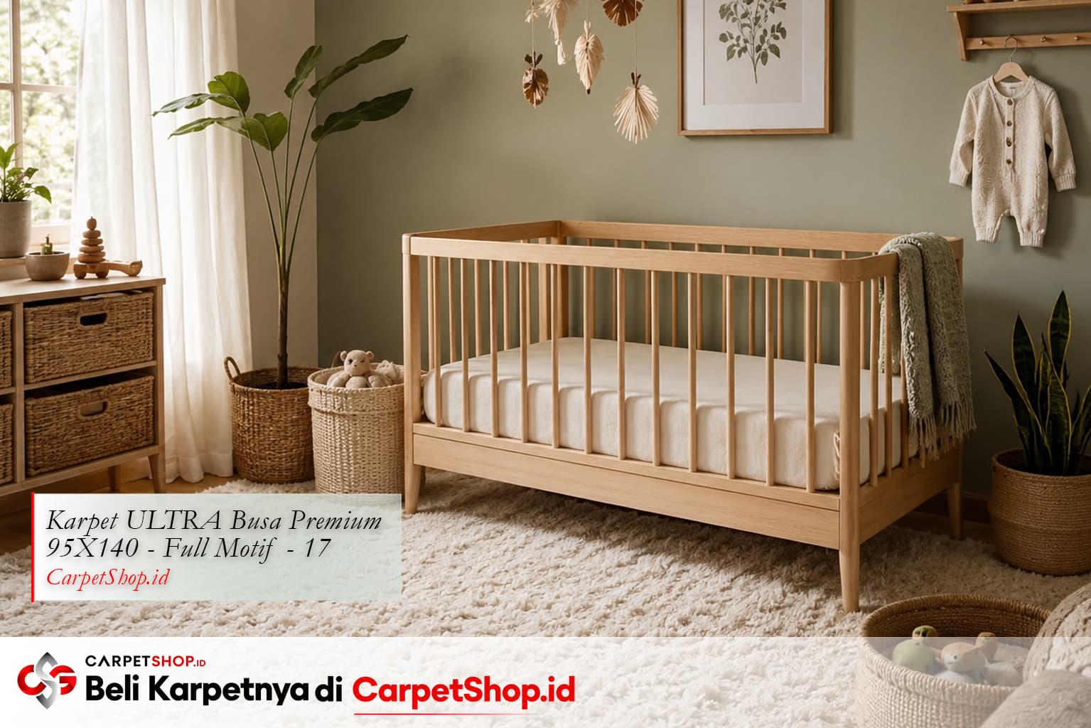 Kamar bayi gender neutral aesthetic dengan Karpet ULTRA Busa Premium 95X140 Full Motif 17