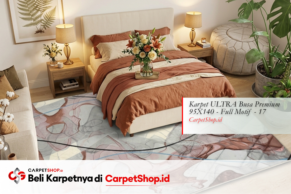 Kamar tidur mertua warm earth tone cozy dengan Karpet ULTRA Busa Premium 95X140 Full Motif 17