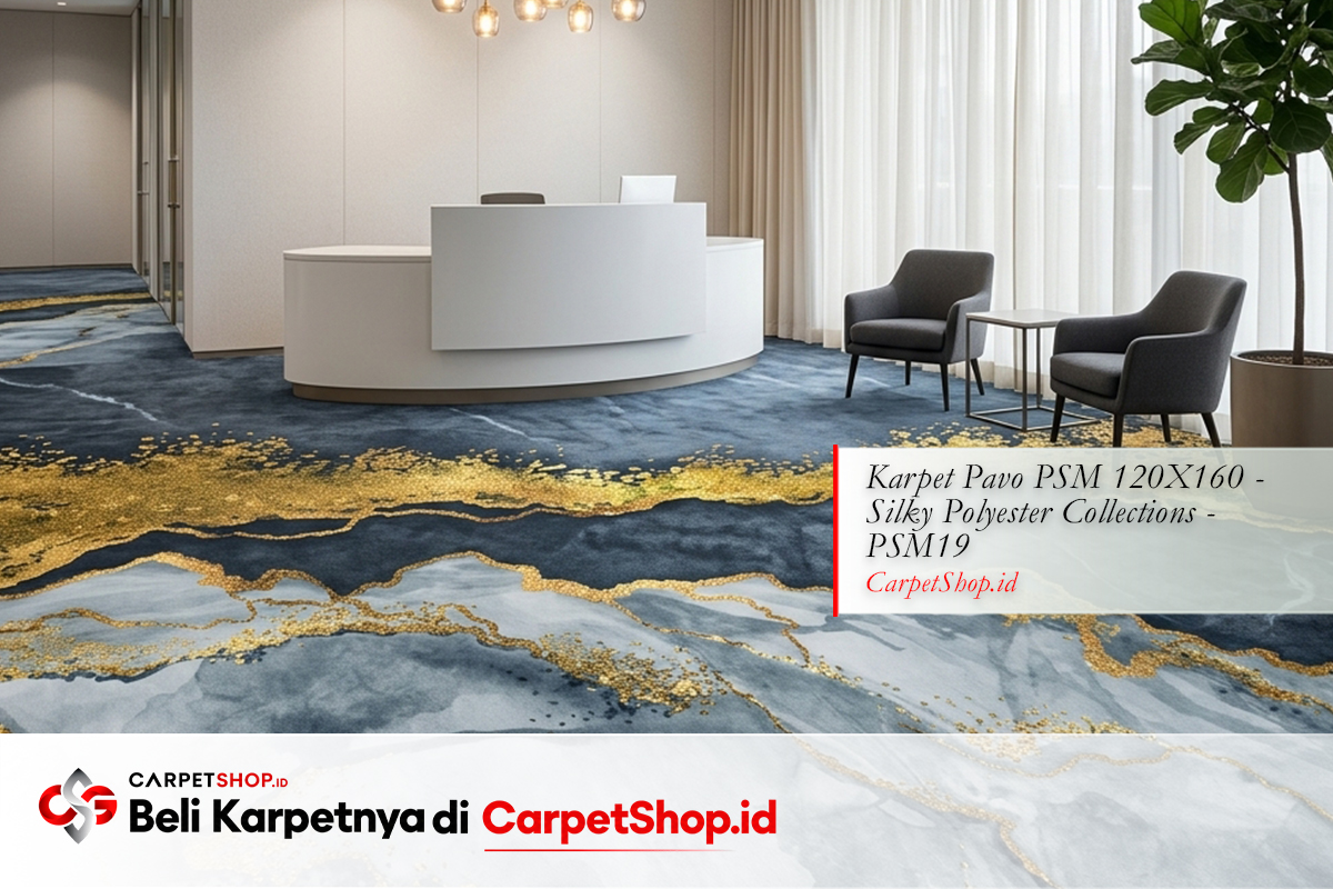 Area receptionist kantor karpet first impression premium dengan Karpet Pavo PSM 120X160 Silky Polyester PSM19