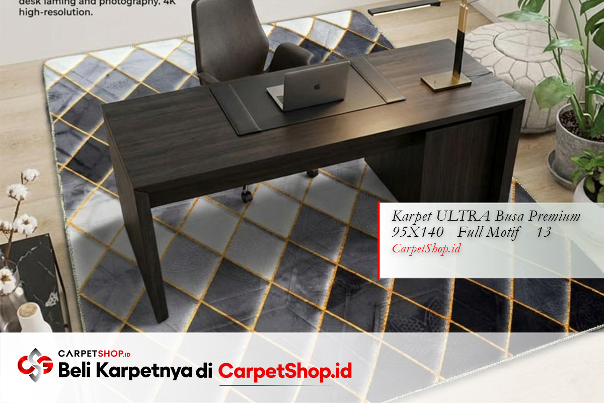 Karpet warna hitam profesional untuk home office dengan Karpet ULTRA Busa Premium 95X140 Full Motif 13