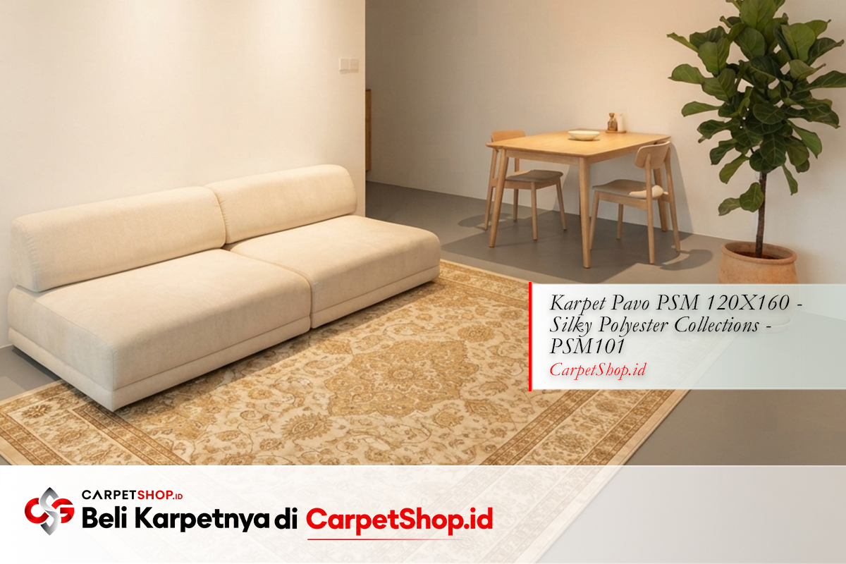 Open plan Japandi satu karpet Persian premium dengan Karpet Pavo PSM 120X160 Silky Polyester PSM101