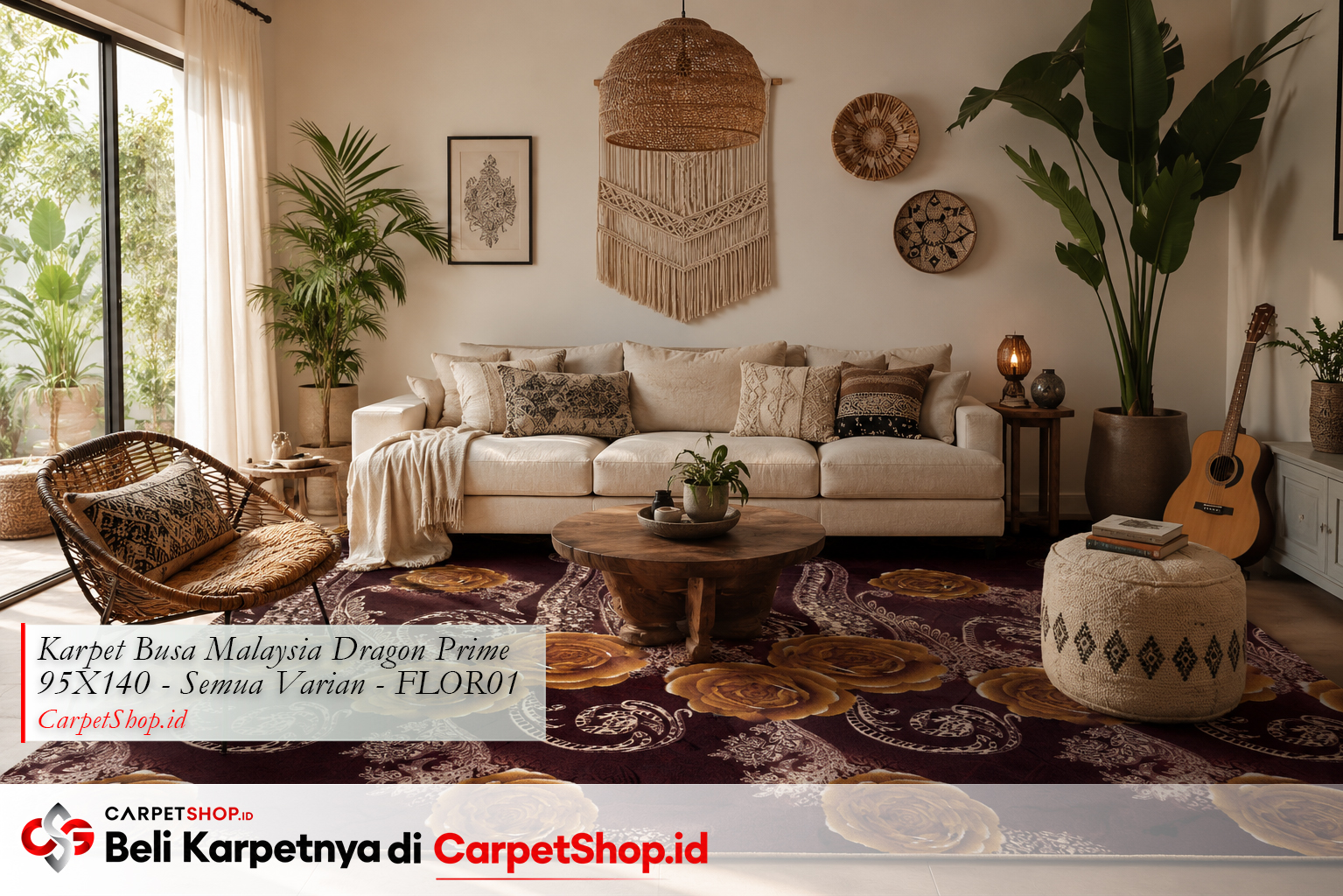 Panduan memilih motif dan warna karpet, Karpet Dragon Prime 95X140 FLOR01 floral