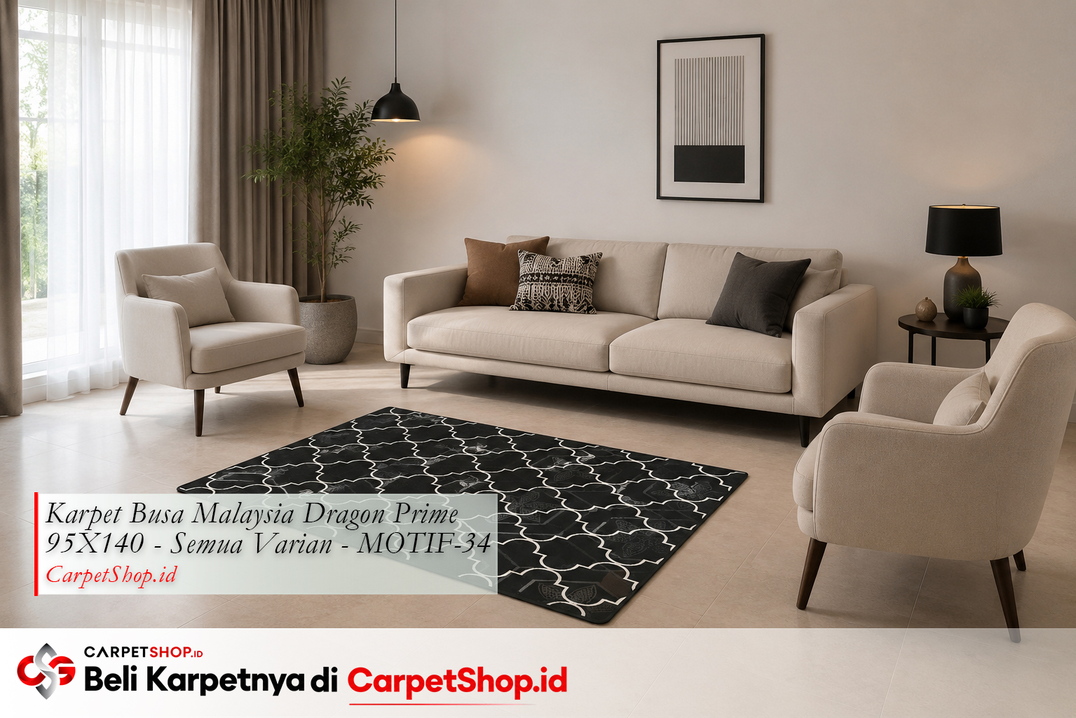 Posisi karpet mengambang di tengah sebagai elemen artistik, Karpet Dragon Prime 95X140 MOTIF-34