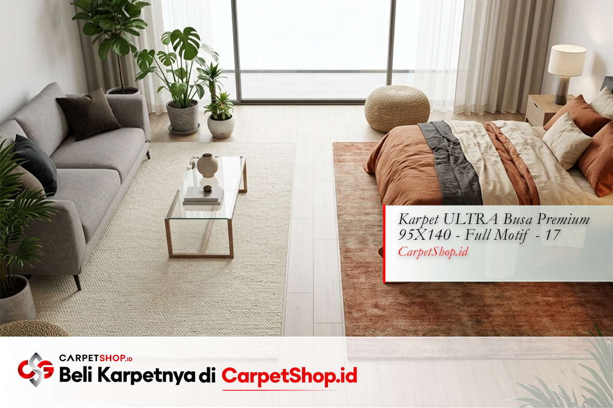 Dua zona karpet studio 30m² dengan Karpet ULTRA Busa Premium 95X140 Full Motif 17