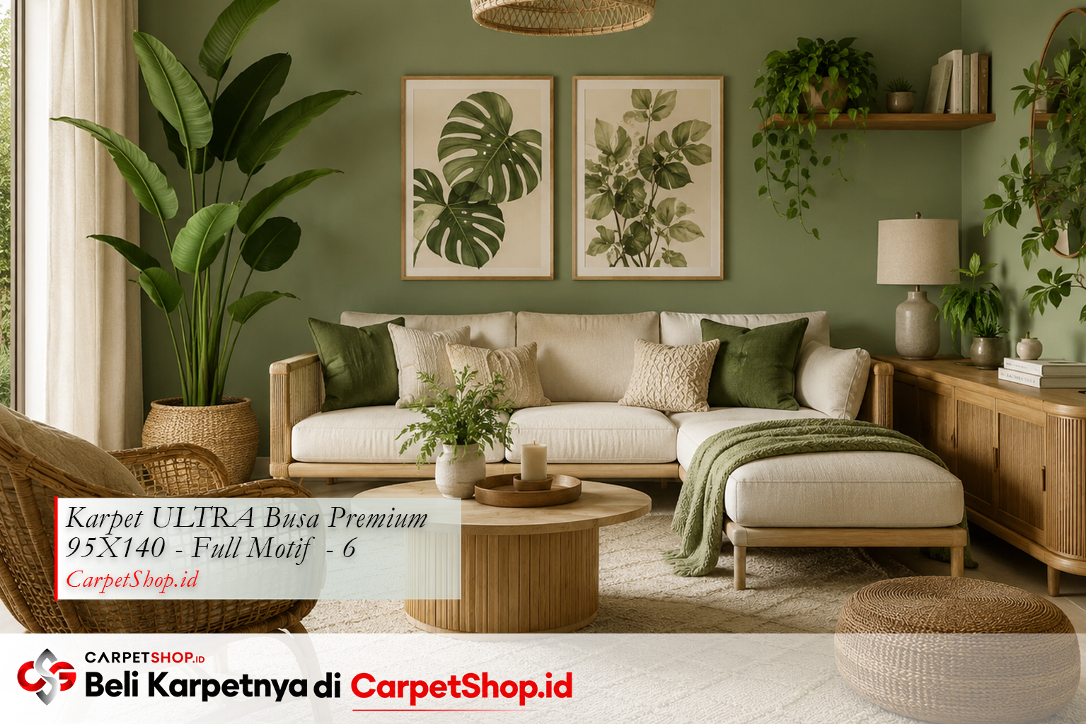 Tren karpet warna sage green dan natural 2026, Karpet ULTRA Busa Premium 95X140 Full Motif 6