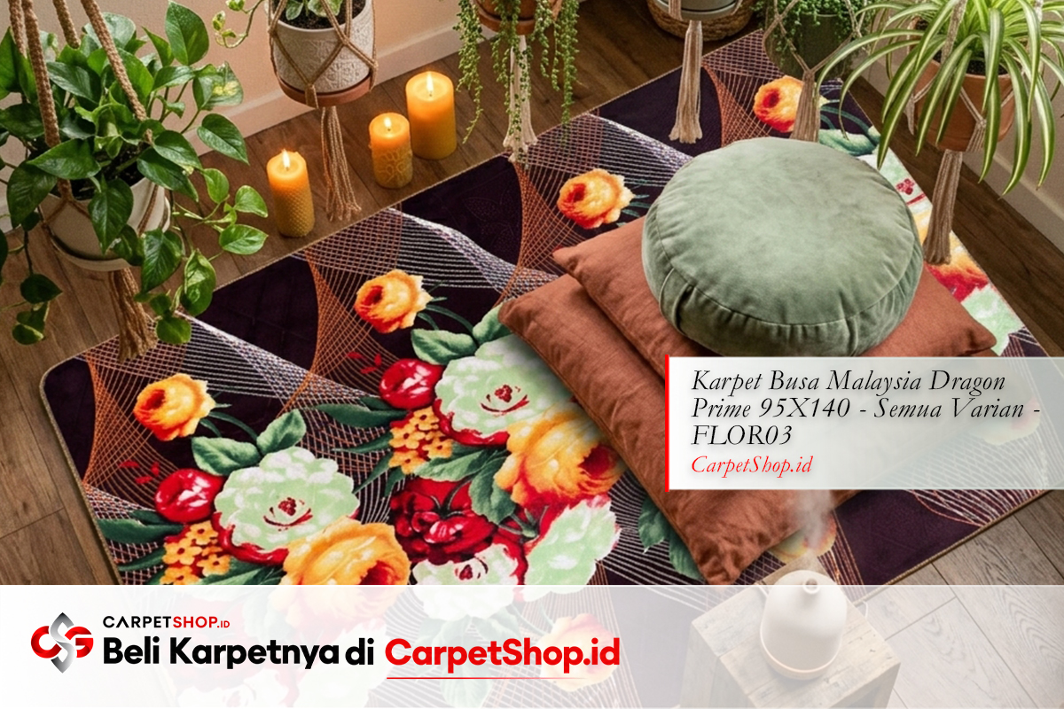 Sudut yoga Bohemian karpet floral hangat dengan Karpet Dragon Prime 95X140 FLOR03
