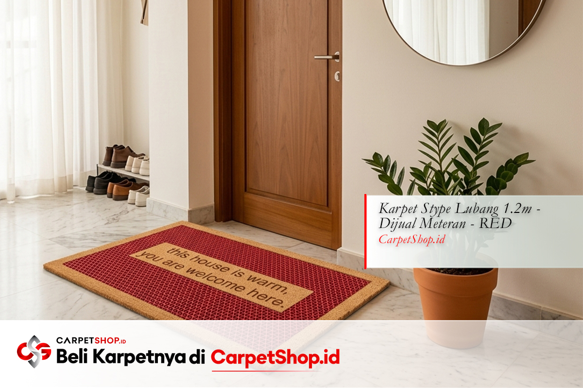 Keset oranye merah hangat foyer dengan Keset Stype Lubang 1.2m Warna Red