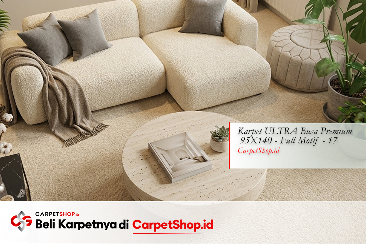 Ruang keluarga luxury minimalist hangat berkelas dengan Karpet ULTRA Busa Premium 95X140 Full Motif 17