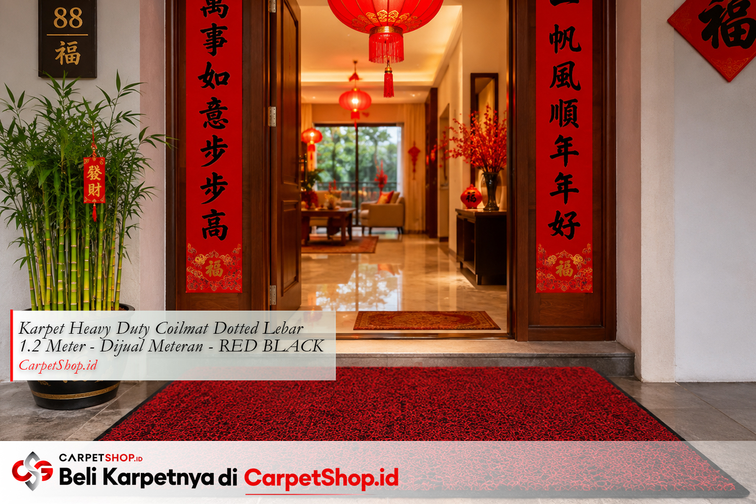 Keset merah hitam untuk pintu masuk Imlek -- Karpet Heavy Duty Coilmat Red Black