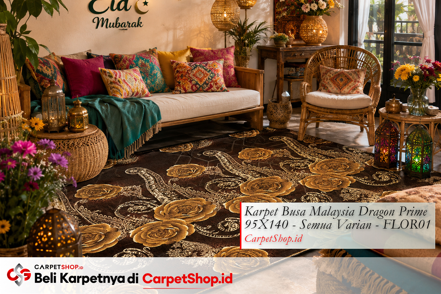 Dekorasi Lebaran 2026 Bohemian meriah -- Karpet Dragon Prime 95X140 FLOR01
