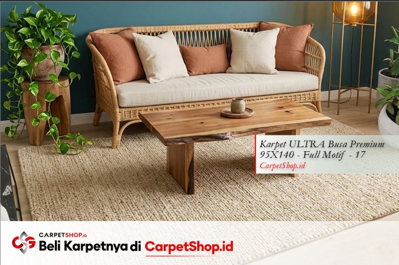 Karpet earth tone cocok untuk dinding teal biru hijau dengan Karpet ULTRA Busa Premium 95X140 Full Motif 17