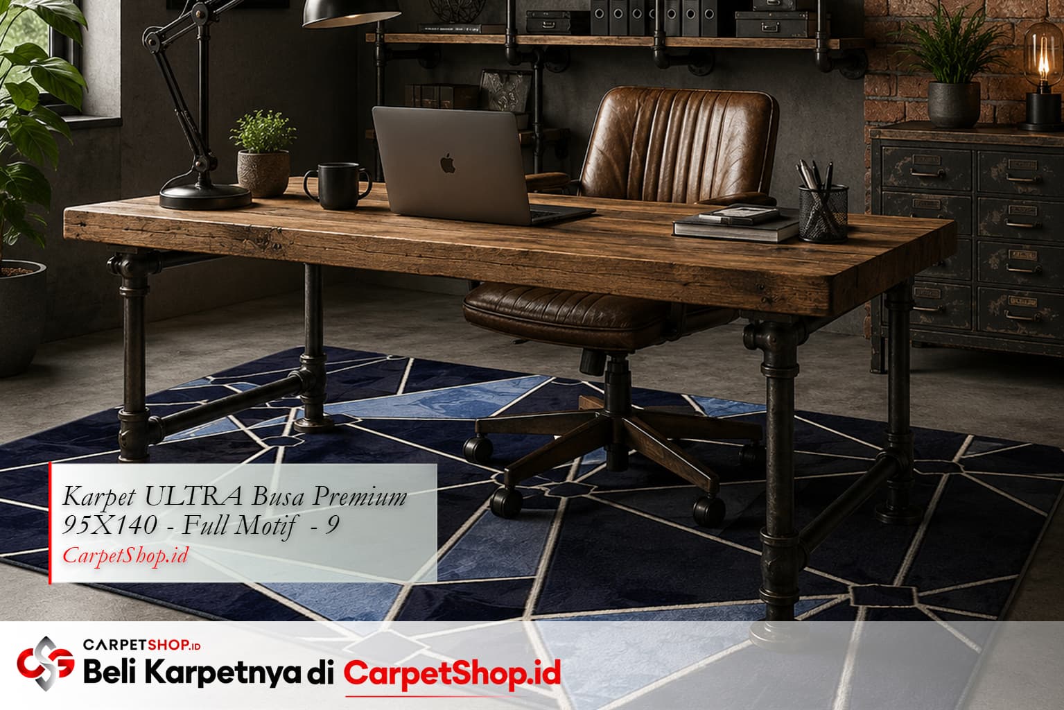 Home office industrial produktif dengan Karpet ULTRA Busa Premium 95X140 Full Motif 9