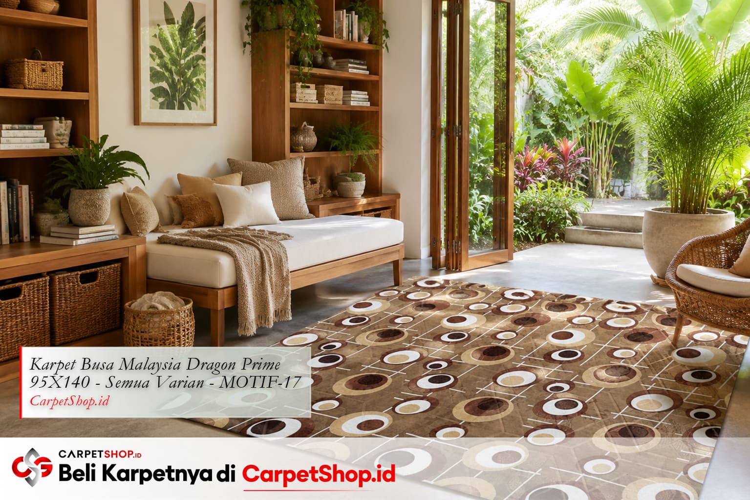 Ruang keluarga tropis modern dengan Karpet Dragon Prime 95X140 MOTIF-17