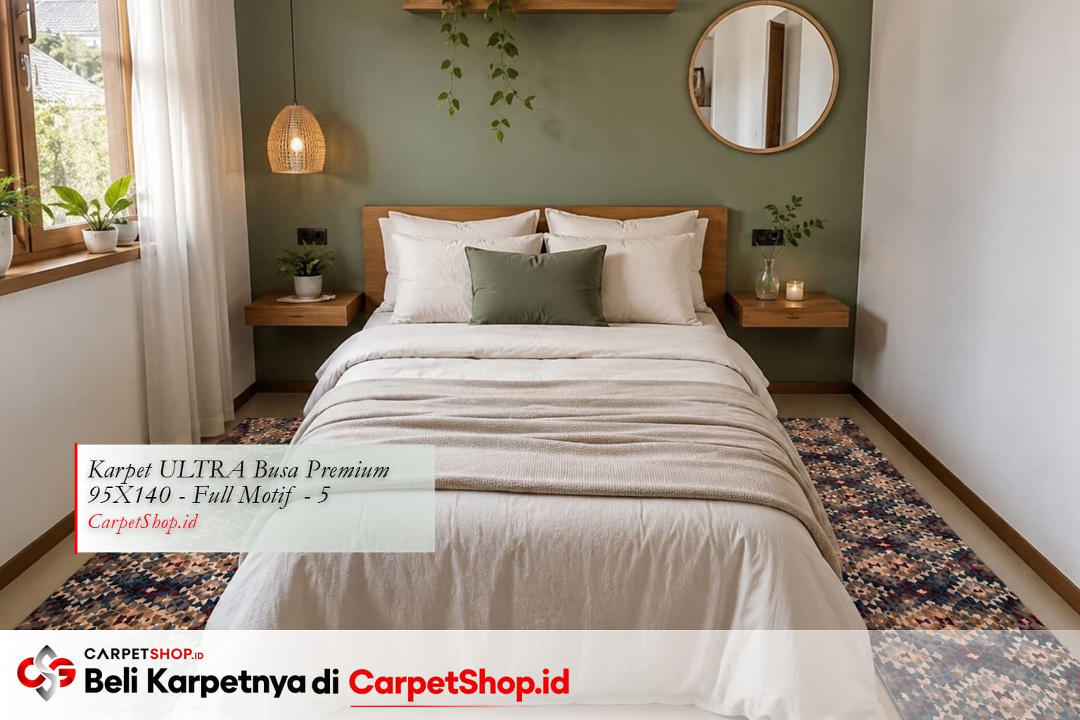 Kamar tidur kecil aesthetic dengan Karpet ULTRA Busa Premium 95X140 Full Motif 5